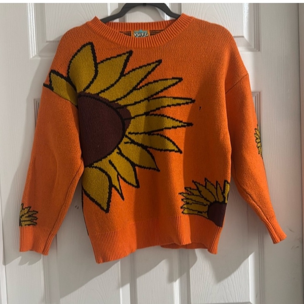Orange and yellow Sunflower Sweater in great used condition. Size medium